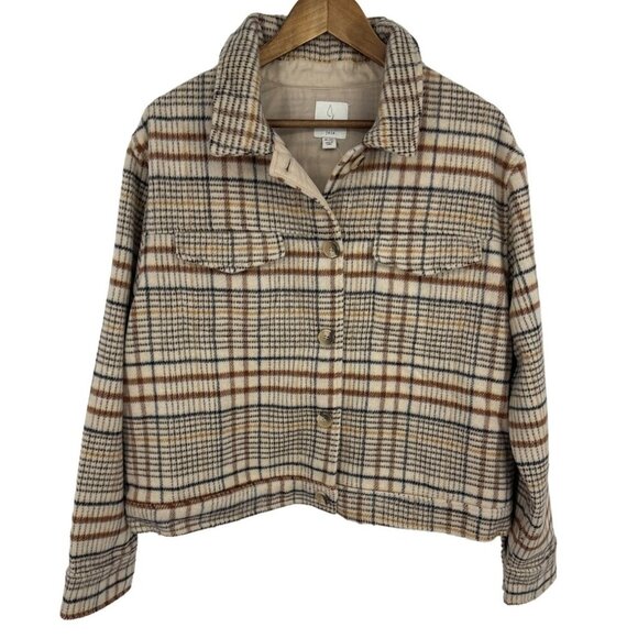 JOIE Plaid Long Sleeve Button Front Flannel Shacket Size XL - Picture 1 of 10